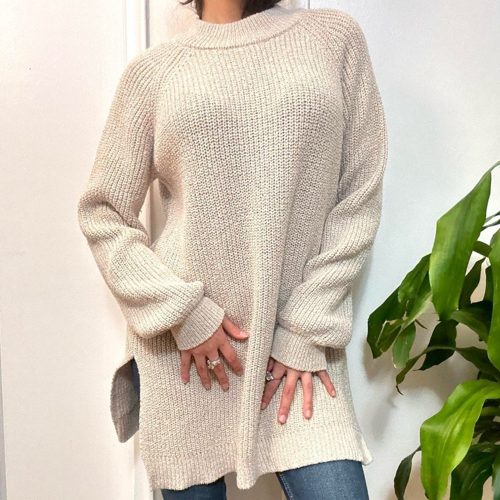 Roots Tan Knit Sweater Size Large